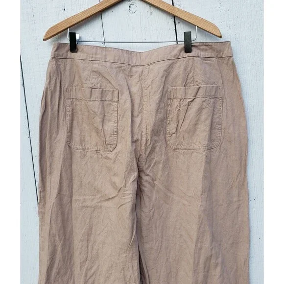 Eileen Fisher Women Beige Cotton Blend Trouser Capris Sz 16